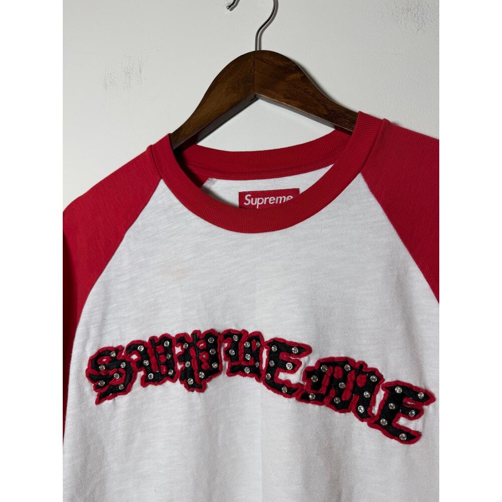 Supreme Rhinestone Raglan Short-Sleeve Top 'White'